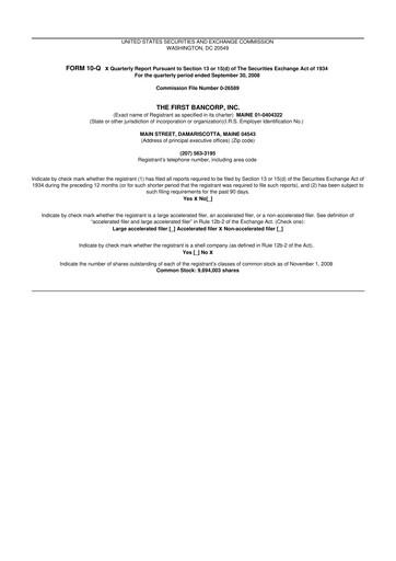 Thumbnail First Bancorp 10-Q Quarterly Report FY 