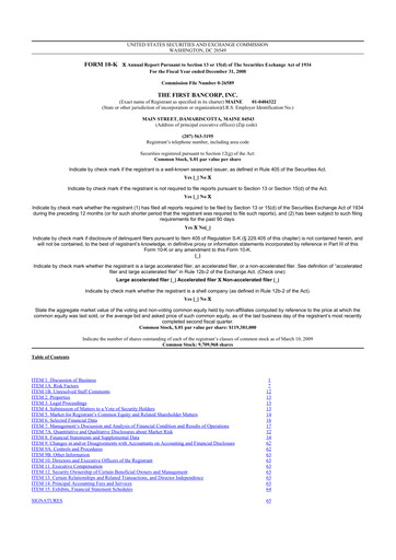 Thumbnail First Bancorp 10-K Annual Report 