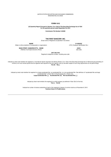 Thumbnail First Bancorp 10-Q Quarterly Report FY 