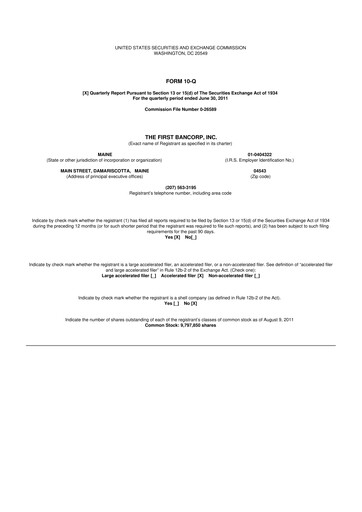 Thumbnail First Bancorp 10-Q Quarterly Report FY2011 