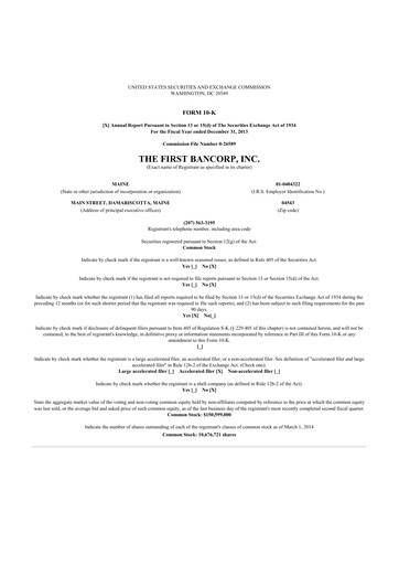 Thumbnail First Bancorp 10-K Annual Report 2013