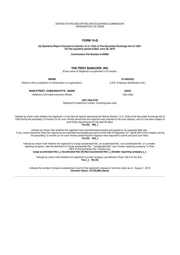 Thumbnail First Bancorp 10-Q Quarterly Report FY2016 