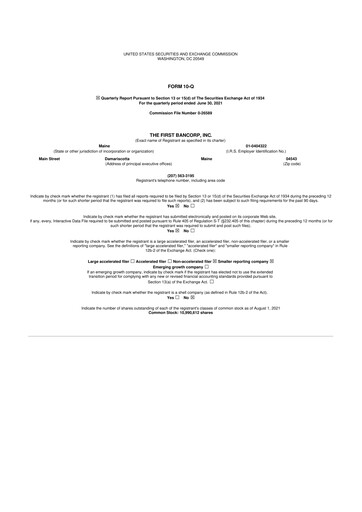 Thumbnail First Bancorp 10-Q Quarterly Report FY2021 