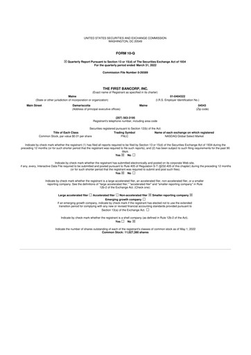Thumbnail First Bancorp 10-Q Quarterly Report FY2022 