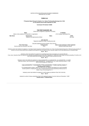 Thumbnail First Bancorp 10-Q Quarterly Report FY2023 