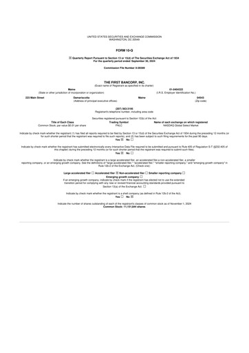 Thumbnail First Bancorp 10-Q Quarterly Report FY2024 