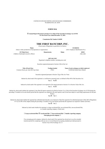 Thumbnail First Bancorp 10-K Annual Report 2024