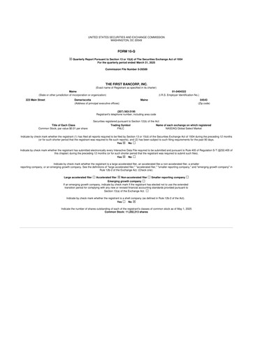 Thumbnail First Bancorp 10-Q Quarterly Report FY2025 