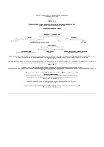 Thumbnail First Bancorp 10-Q Quarterly Report FY2025 