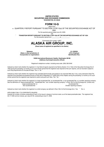 Thumbnail Alaska Airlines
 10-Q Quarterly Report FY 