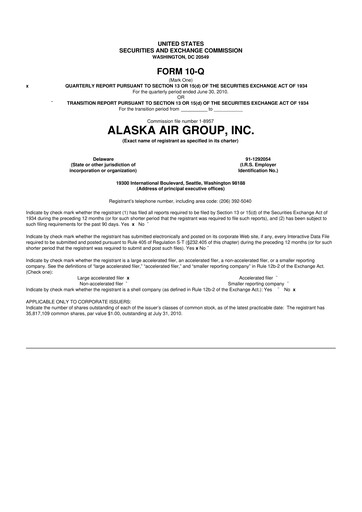 Thumbnail Alaska Airlines
 10-Q Quarterly Report FY2010 