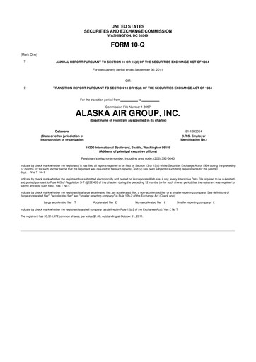 Thumbnail Alaska Airlines
 10-Q Quarterly Report FY2011 