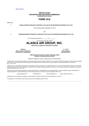 Thumbnail Alaska Airlines
 10-Q Quarterly Report FY2012 