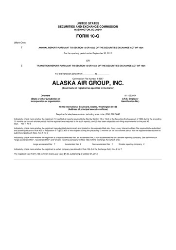 Thumbnail Alaska Airlines
 10-Q Quarterly Report FY2012 