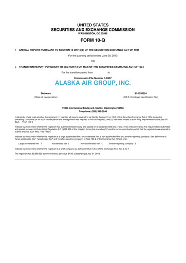 Thumbnail Alaska Airlines
 10-Q Quarterly Report FY2013 