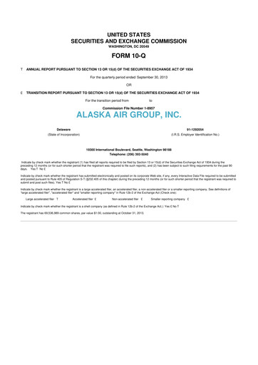 Thumbnail Alaska Airlines
 10-Q Quarterly Report FY2013 