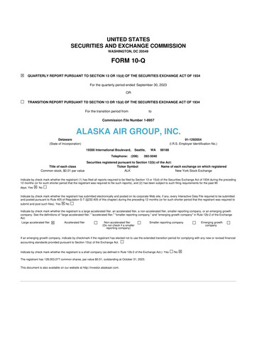 Thumbnail Alaska Airlines
 10-Q Quarterly Report FY2023 