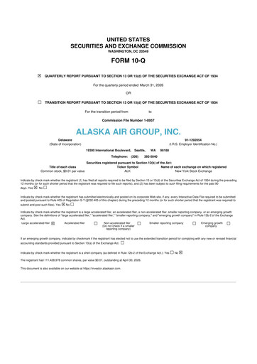 Thumbnail Alaska Airlines
 10-Q Quarterly Report FY2026 