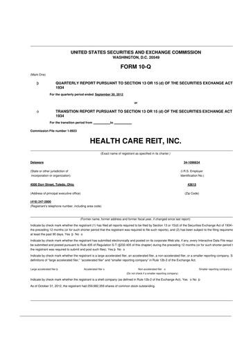 Miniature Welltower
 10-Q Rapport trimestriel  