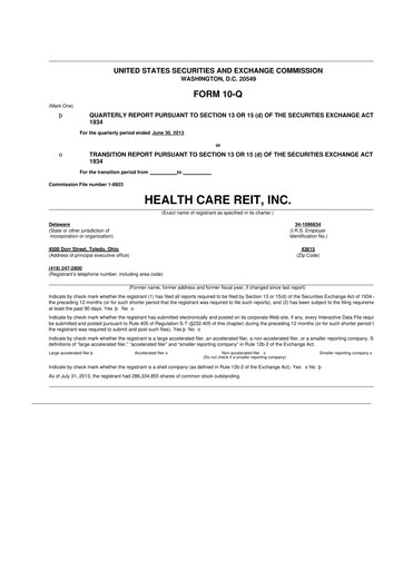 Miniature Welltower
 10-Q Rapport trimestriel 2013 