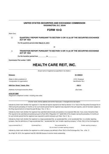 Miniature Welltower
 10-Q Rapport trimestriel 2014 
