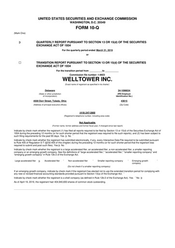 Miniature Welltower
 10-Q Rapport trimestriel 2019 