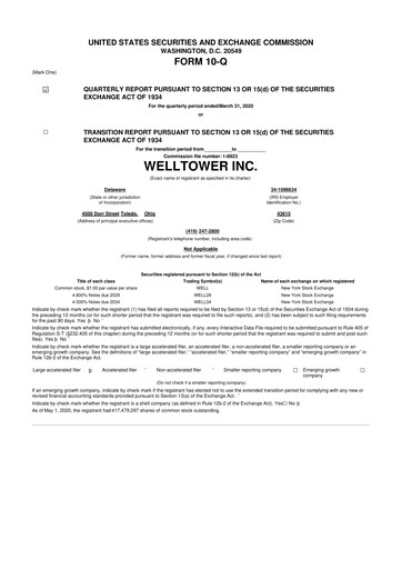 Miniature Welltower
 10-Q Rapport trimestriel 2020 
