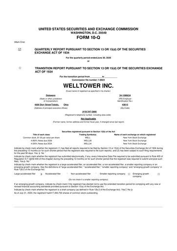 Miniature Welltower
 10-Q Rapport trimestriel 2020 