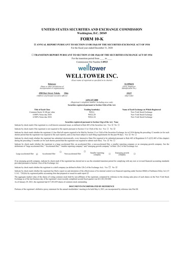 Thumbnail Welltower
 10-K Annual Report 2020