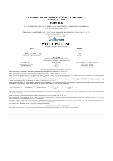 Thumbnail Welltower
 10-K Annual Report 2021