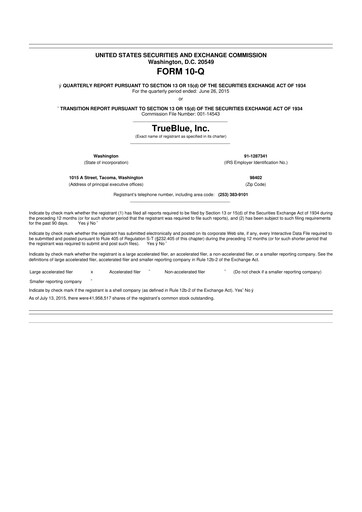 Thumbnail TrueBlue 10-Q Quarterly Report FY2015 