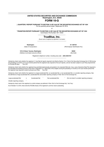 Thumbnail TrueBlue 10-Q Quarterly Report FY2016 