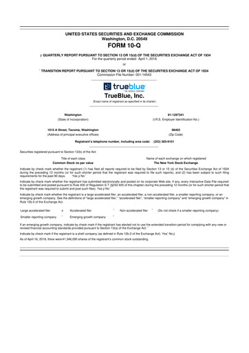 Thumbnail TrueBlue 10-Q Quarterly Report FY2018 