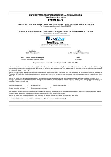 Thumbnail TrueBlue 10-Q Quarterly Report FY2019 