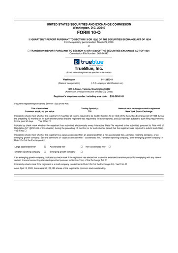 Thumbnail TrueBlue 10-Q Quarterly Report FY2020 
