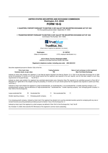 Thumbnail TrueBlue 10-Q Quarterly Report FY2020 