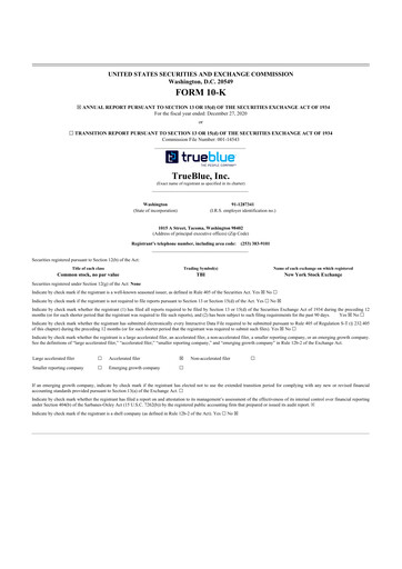 Thumbnail TrueBlue 10-K Annual Report 2020