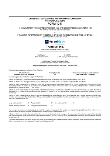 Thumbnail TrueBlue 10-K Annual Report 2025