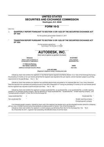 Thumbnail Autodesk 10-Q Quarterly Report FY2018 