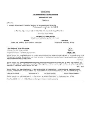 Thumbnail Middleby 10-Q Quarterly Report FY2016 