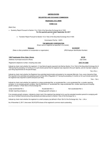 Thumbnail Middleby 10-Q Quarterly Report FY2017 