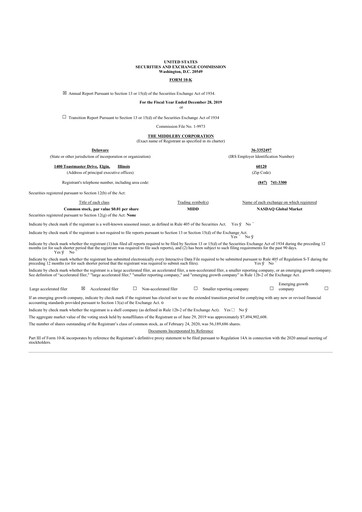 Thumbnail Middleby 10-K Annual Report 2019