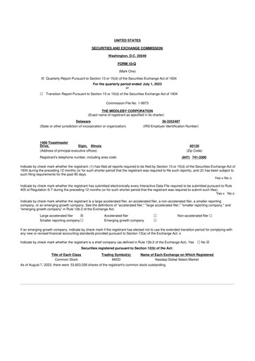 Thumbnail Middleby 10-Q Quarterly Report FY2023 