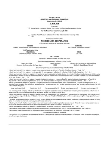 Vorschaubild Middleby 10-K Jahresbericht 2025