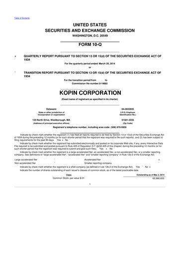 Thumbnail Kopin Corporation
 10-Q Quarterly Report FY2014 