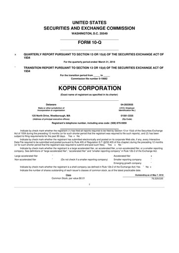 Thumbnail Kopin Corporation
 10-Q Quarterly Report FY2018 