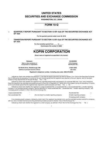 Thumbnail Kopin Corporation
 10-Q Quarterly Report FY2018 