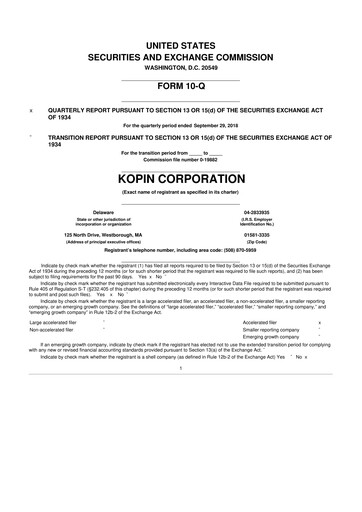 Thumbnail Kopin Corporation
 10-Q Quarterly Report FY2018 
