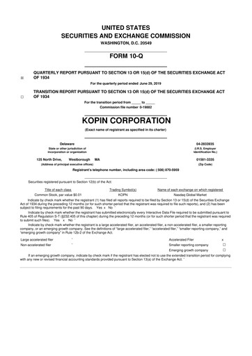 Thumbnail Kopin Corporation
 10-Q Quarterly Report FY2019 