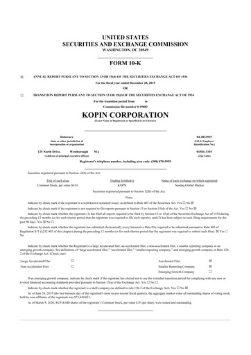 Thumbnail Kopin Corporation
 10-K Annual Report 2019